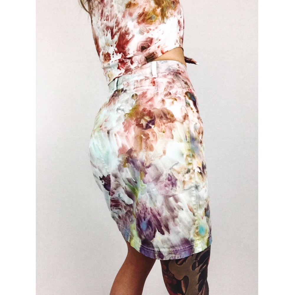 🆕 Hand-Dyed Denim Mini Skirt in Technicolor - Picture 10 of 13
